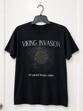 Y2K Black Matter Viking Invasion Black‎ Graphic Norse Shirt Unisex
